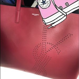 Yves Saint Laurent Red Perforated Large Hobo NWT